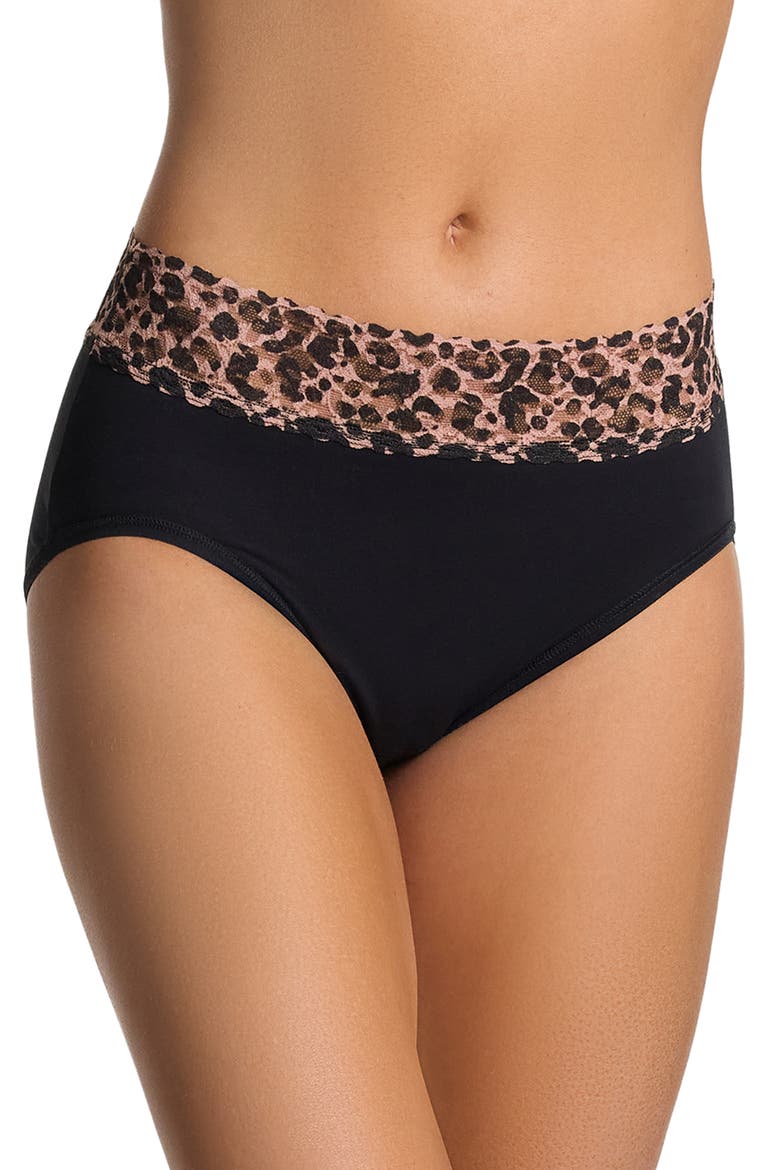 Lace Trim Briefs, Alternate, color, BLACK/ PINK LEOPARD