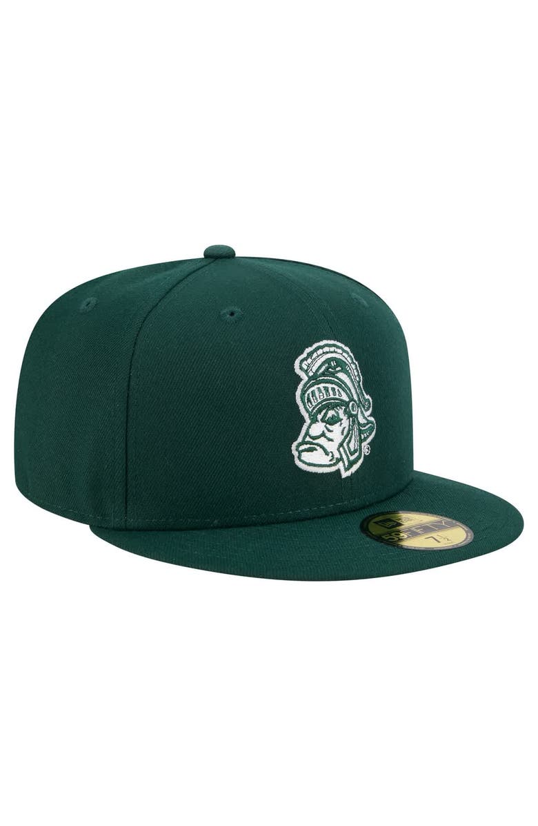 New Era Men's New Era Green Michigan State Spartans Vault 59FIFTY Fitted Hat, Alternate, color,