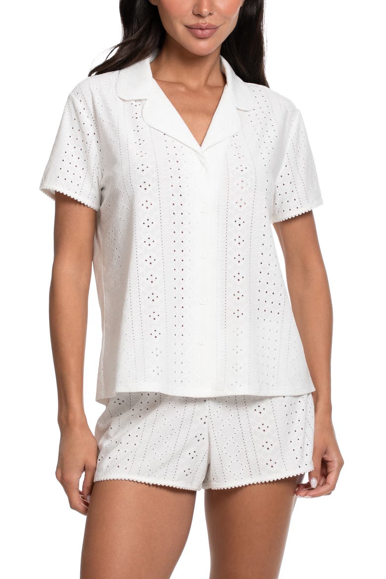 Staci Eyelet Short Pajamas, Alternate, color, IVORY WHITE