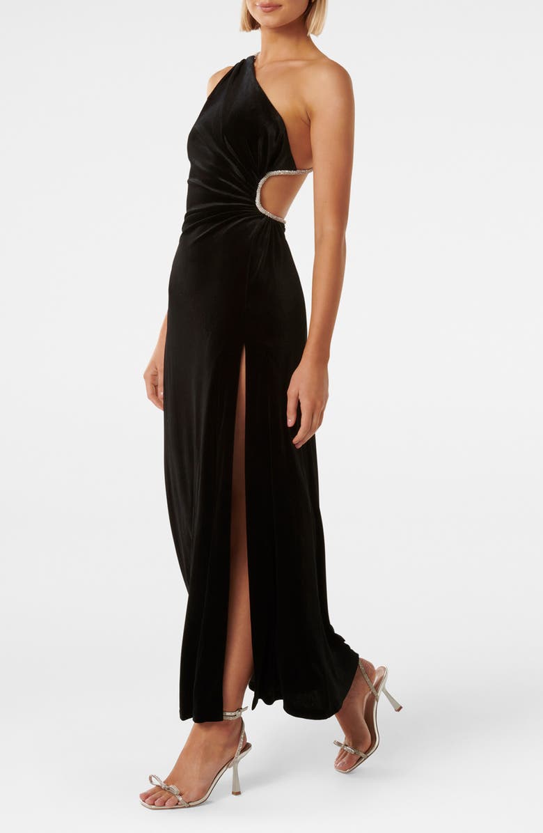 Ever New Costanza Diamante Strap Velvet Gown, Alternate, color, 