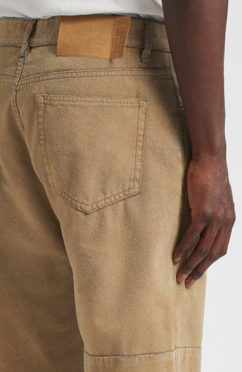 MM6 Maison Margiela Faux Suede Bonded Denim Straight Leg Jeans, Alternate, color, Sand