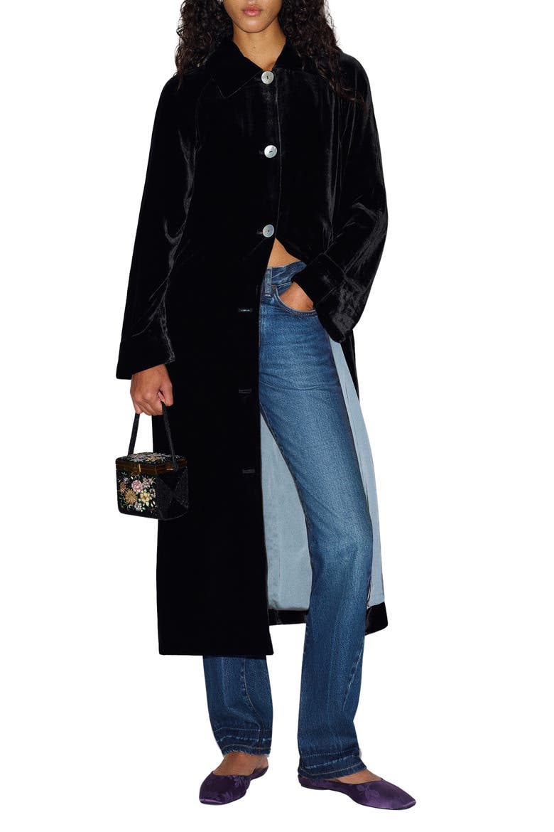 Valentine Velvet Coat, Main, color, BLACK