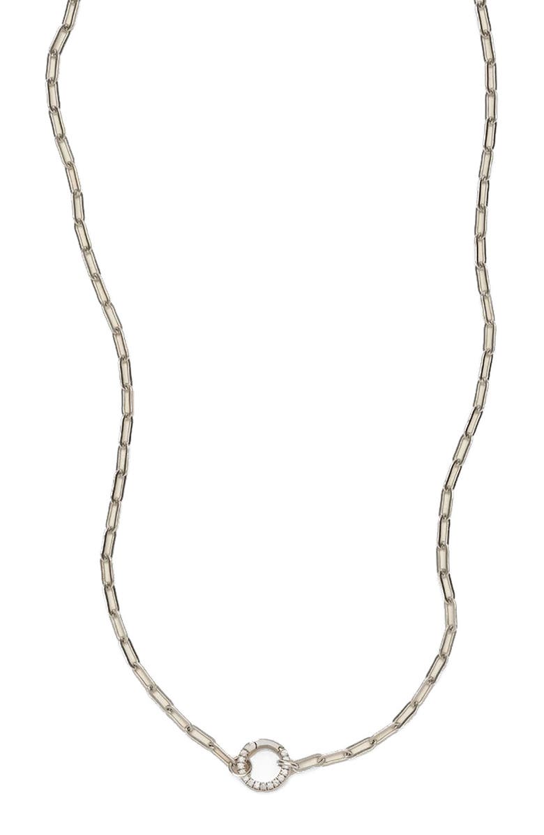 MADE BY MARY Jude Charm Necklace with CZ Link Lock, Main, color, Silver