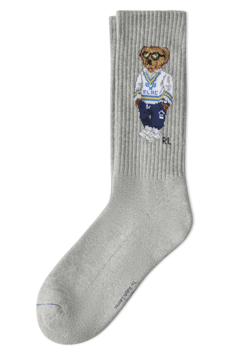 Polo Ralph Lauren Athletic Club Bear Crew Socks, Main, color, Grey Heather