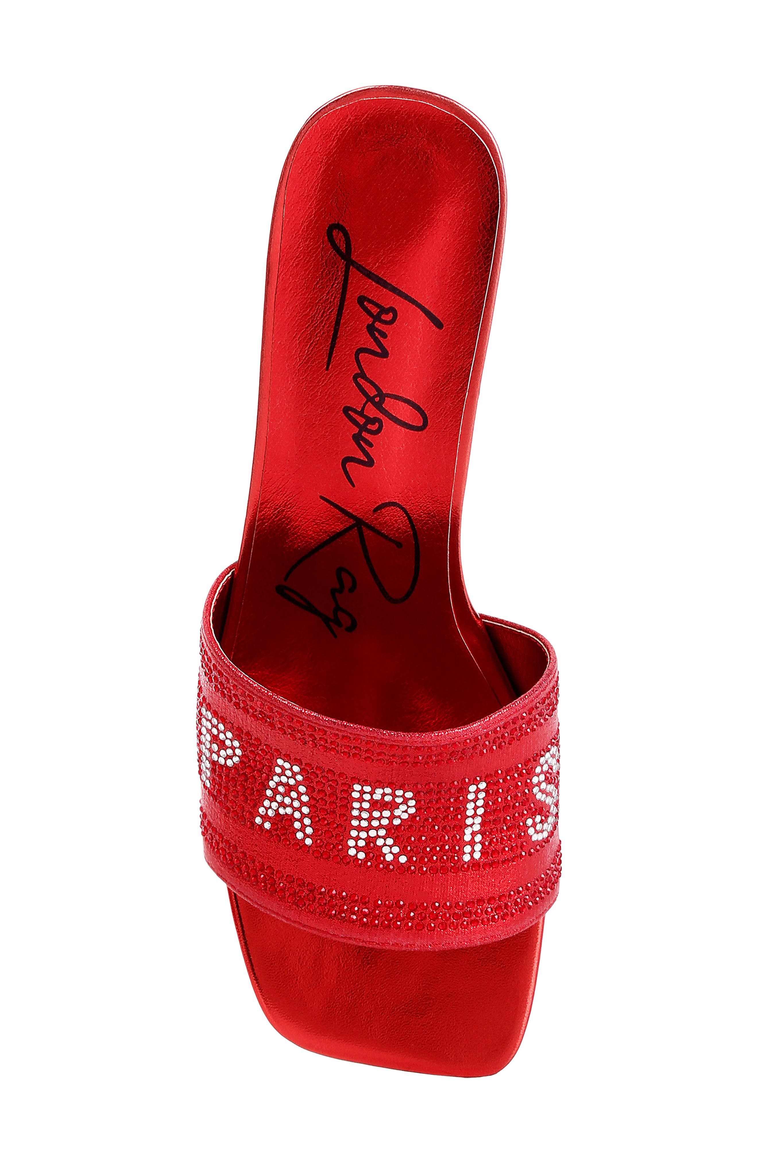 LONDON RAG Messels Rhinestone Embellished Slide Sandal, Alternate, color, Red