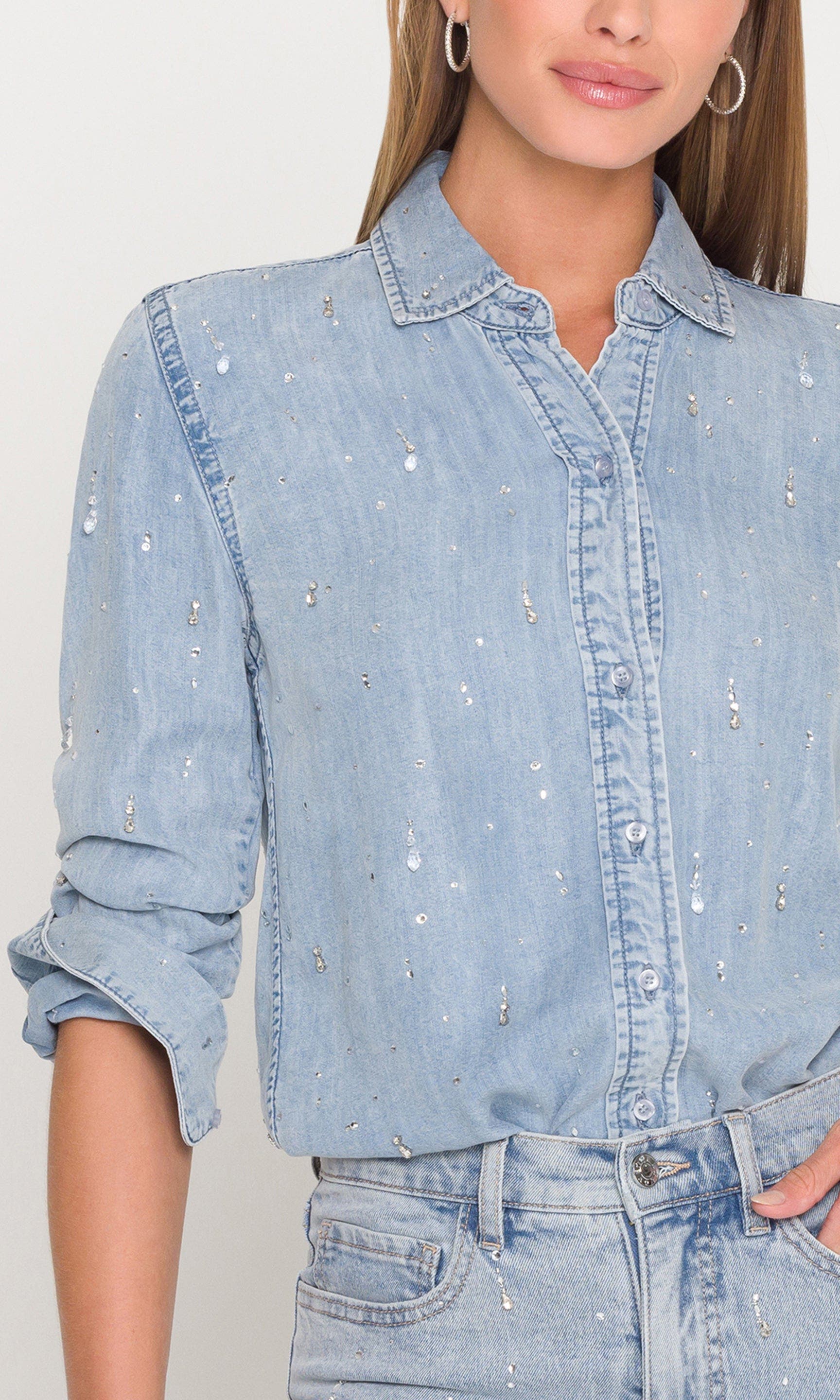 Marcello Embellished Denim Shirt - image 2