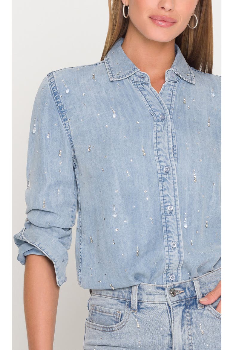 Marcello Embellished Denim Shirt, Alternate, color, Light Blue