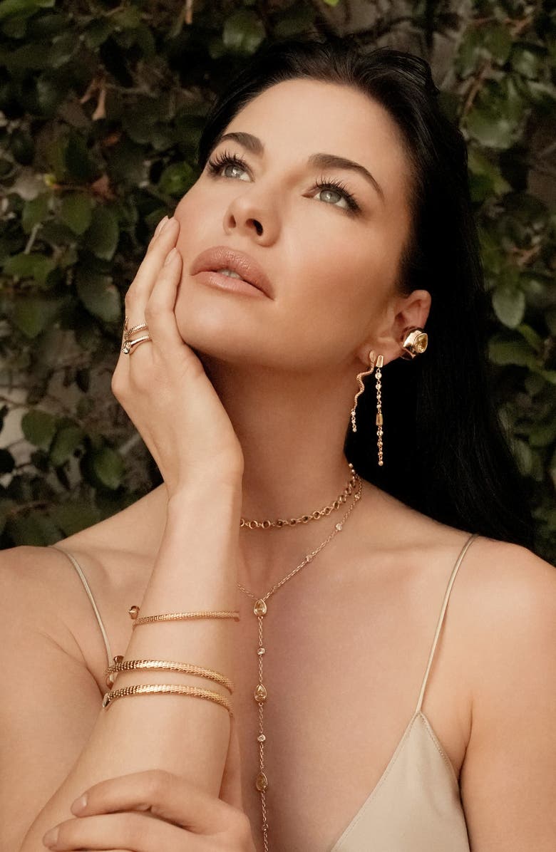 Ettika Cubic Zirconia Linear Earrings, Alternate, color, Gold