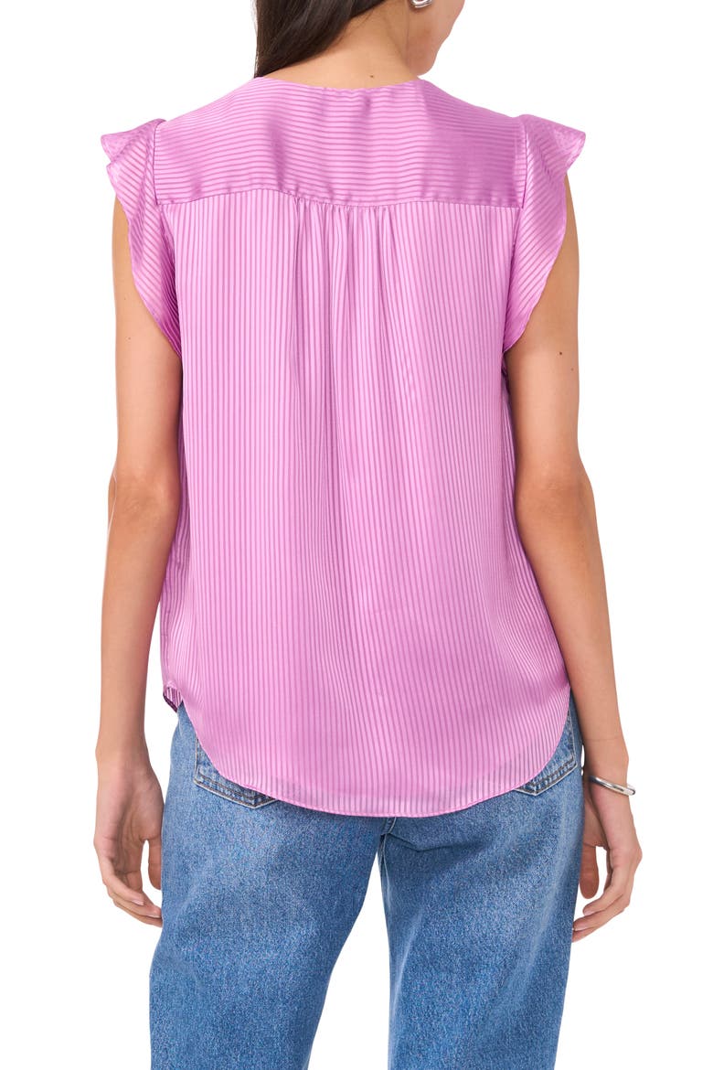 Tonal Satin Stripe Flutter Sleeve Top, Alternate, color, DUSTY LAVENDER