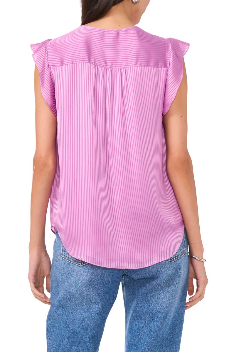 Vince Camuto Tonal Satin Stripe Flutter Sleeve Top, Alternate, color, Dusty Lavender