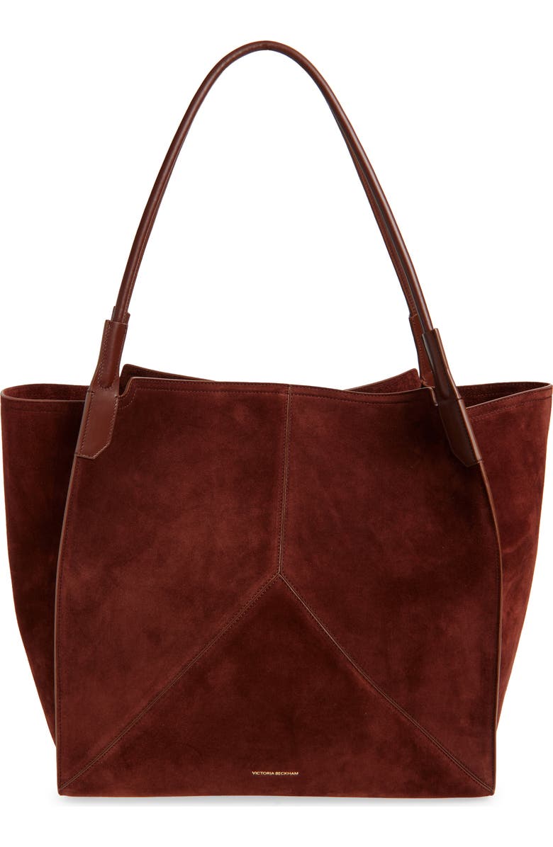 Victoria Beckham Victoria Sue Suede Tote, Main, color, Dark Brown