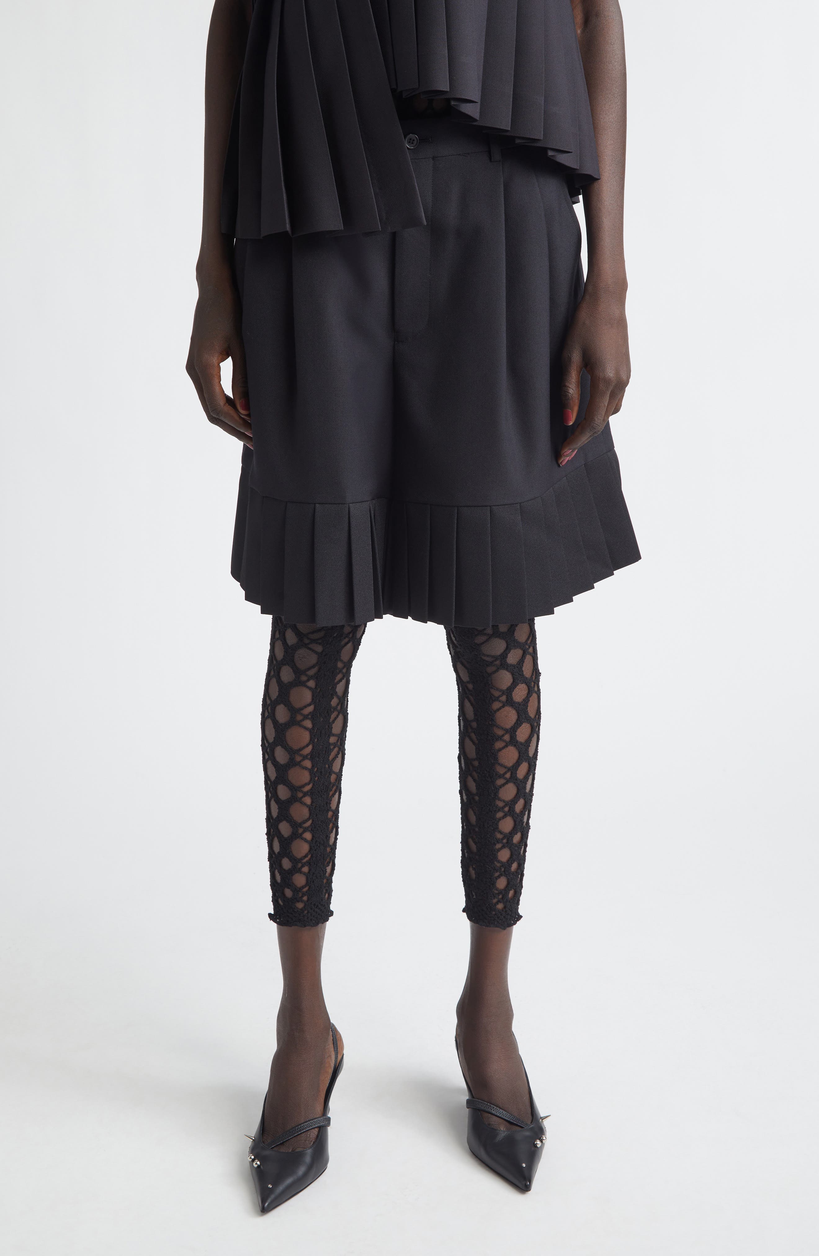 Wool Blend Gabardine Shorts