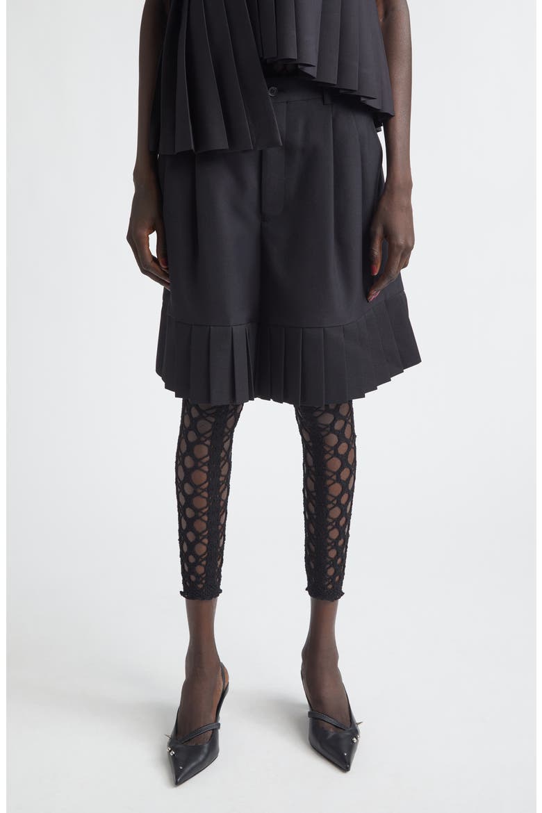 Wool Blend Gabardine Shorts, Main, color, BLACK
