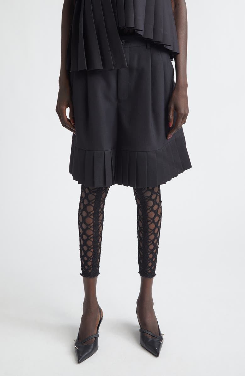 Noir Kei Ninomiya Wool Blend Gabardine Shorts, Main, color, Black