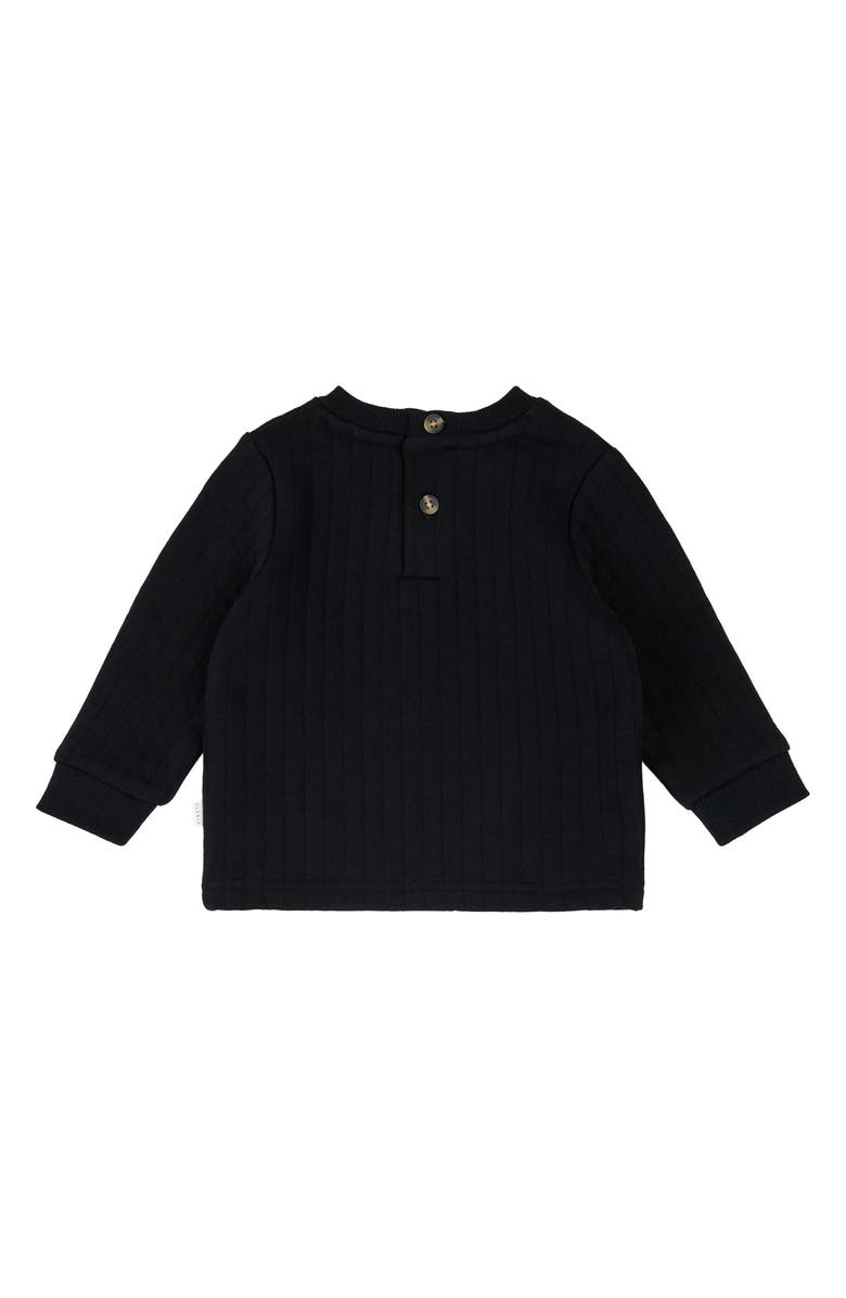 FIRSTS by Petit Lem Baby Penguin Rib Sweatshirt & Joggers Set, Alternate, color, Black