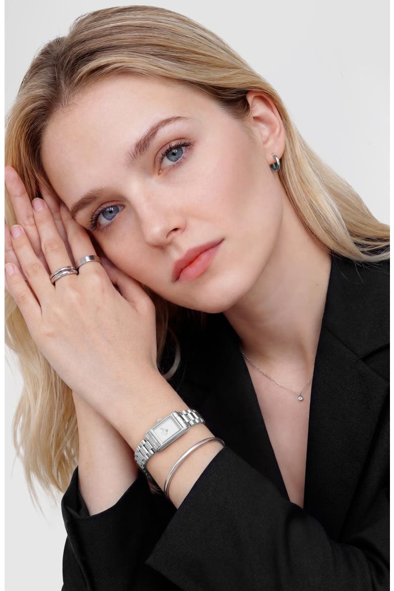 Bound Mini Tank Bracelet Watch, 17mm x 26mm, Alternate, color, SILVER-TONE