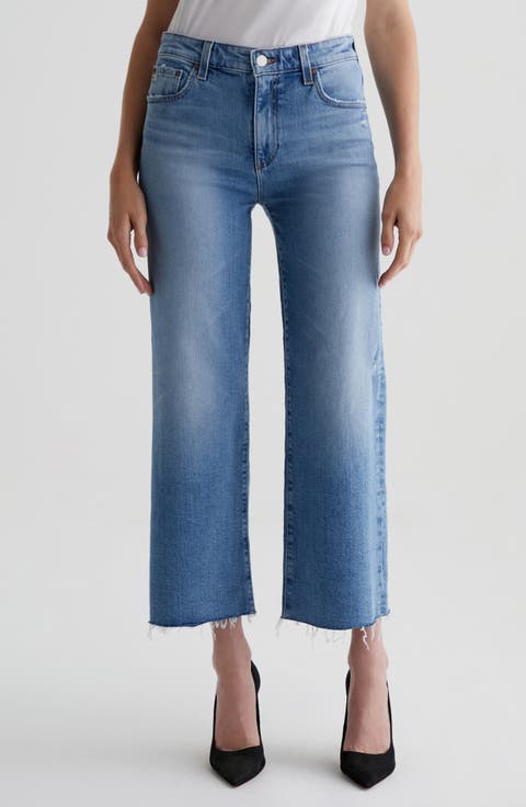 Saige Raw Hem Mid Rise Ankle Wide Leg Jeans (Eclipsed)