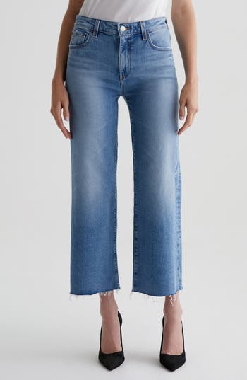 Ag Saige Raw Hem High Waist Ankle Wide Leg Jeans