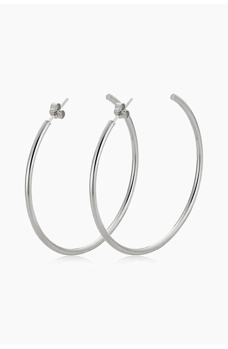 Oradina 14K Gold Sicily Large Hoops, Alternate, color, White Gold