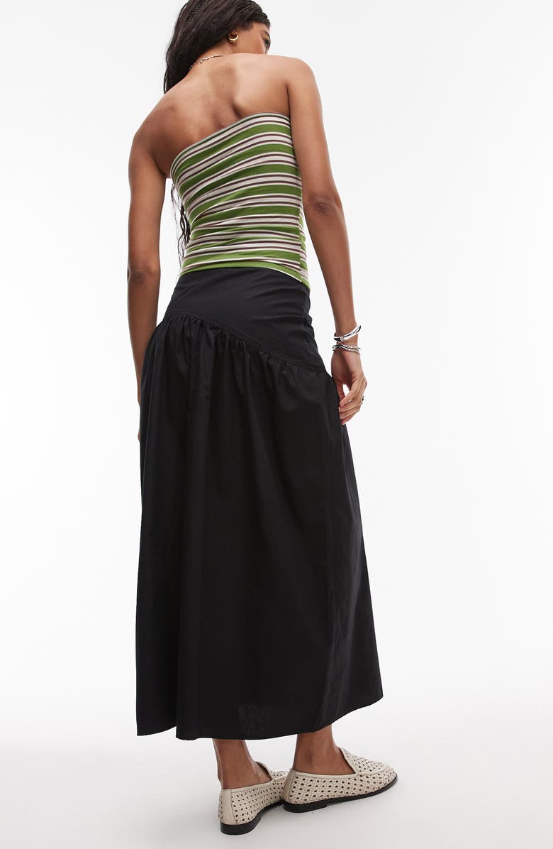 Topshop Cotton Poplin Maxi Skirt, Alternate, color, Black