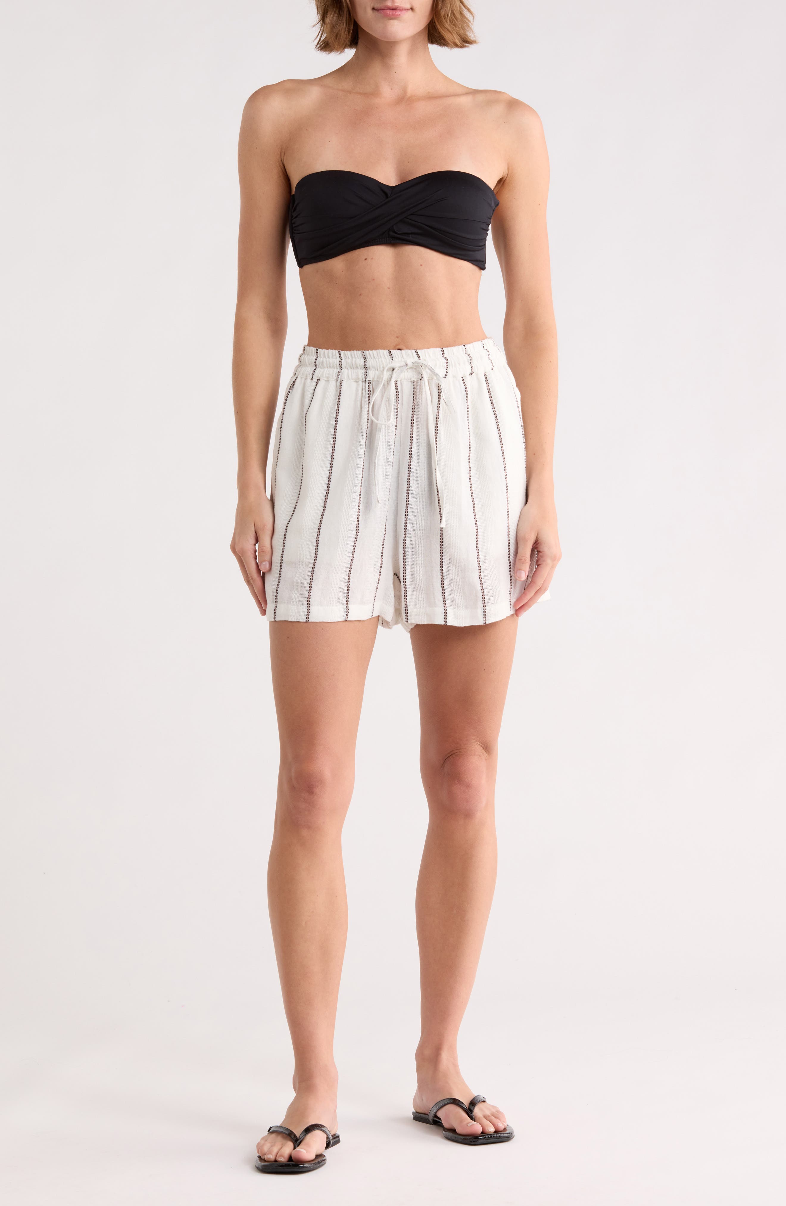 Elan Stripe Drawstring Cover-Up Shorts