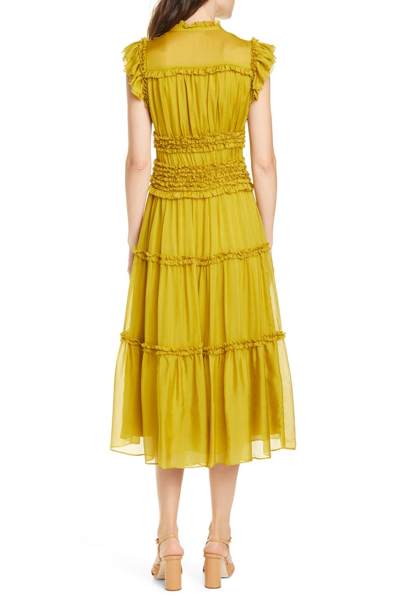 Ulla Johnson Rosalind Ruffle Tier Silk Midi Dress, Alternate, color,