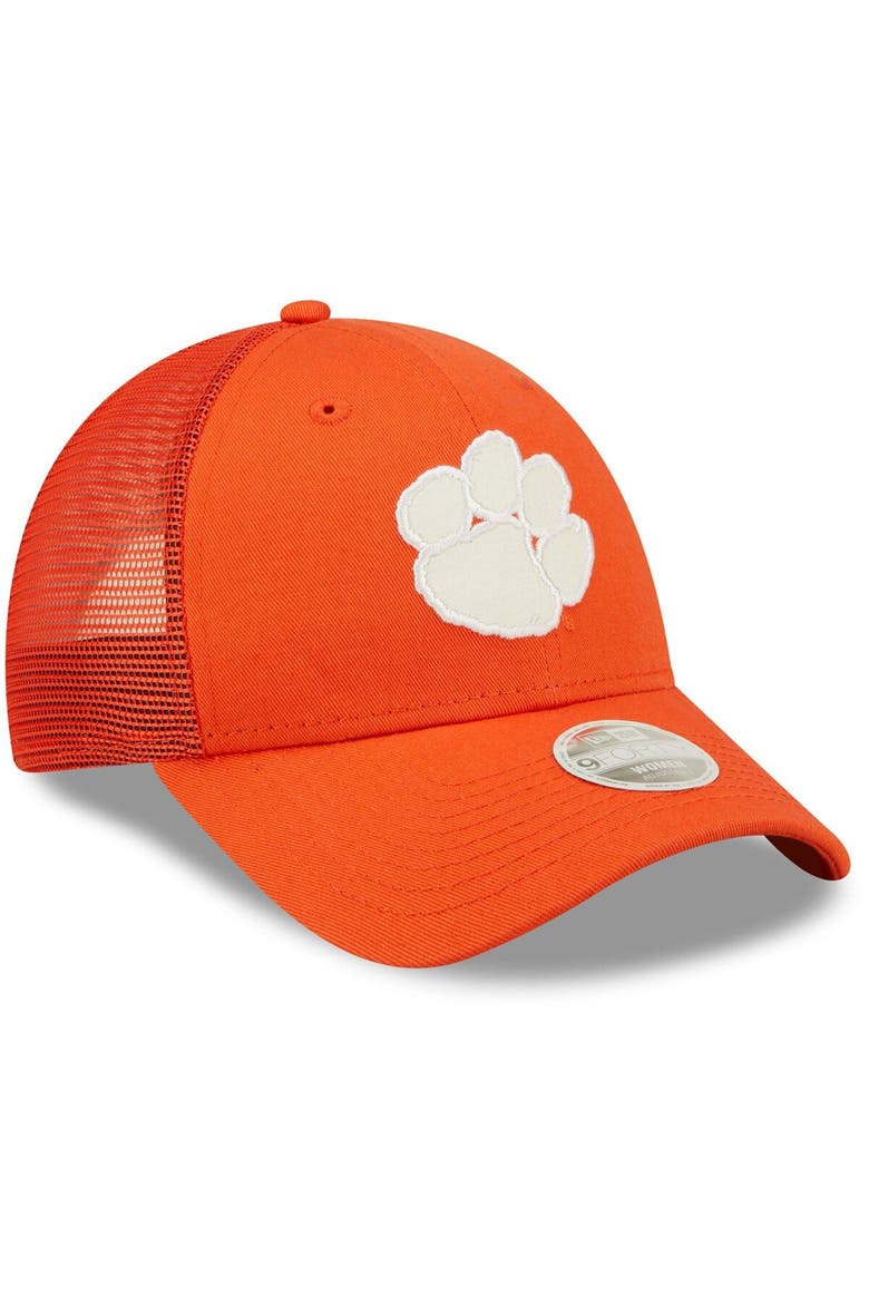 Women's New Era Orange Clemson Tigers 9FORTY Logo Spark Trucker Snapback Hat, Alternate, color, Orange
