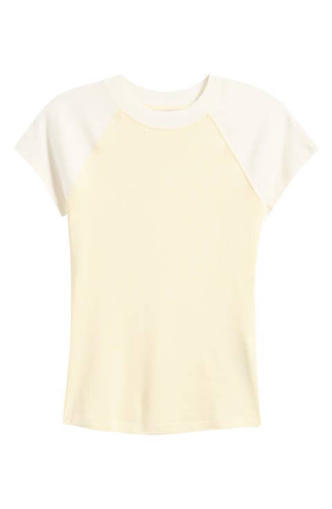 Short Raglan Sleeve Cotton T-Shirt