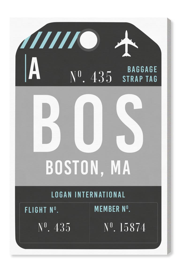 Boston Luggage Tag Wall Art, Main, color, BLACK