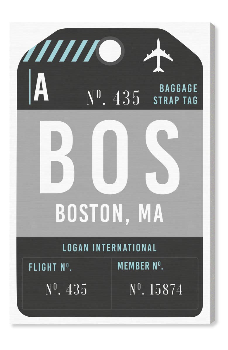 Oliver Gal Boston Luggage Tag Wall Art, Main, color, 