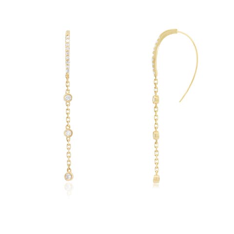 Diamond Station Chain Dangle Earrings