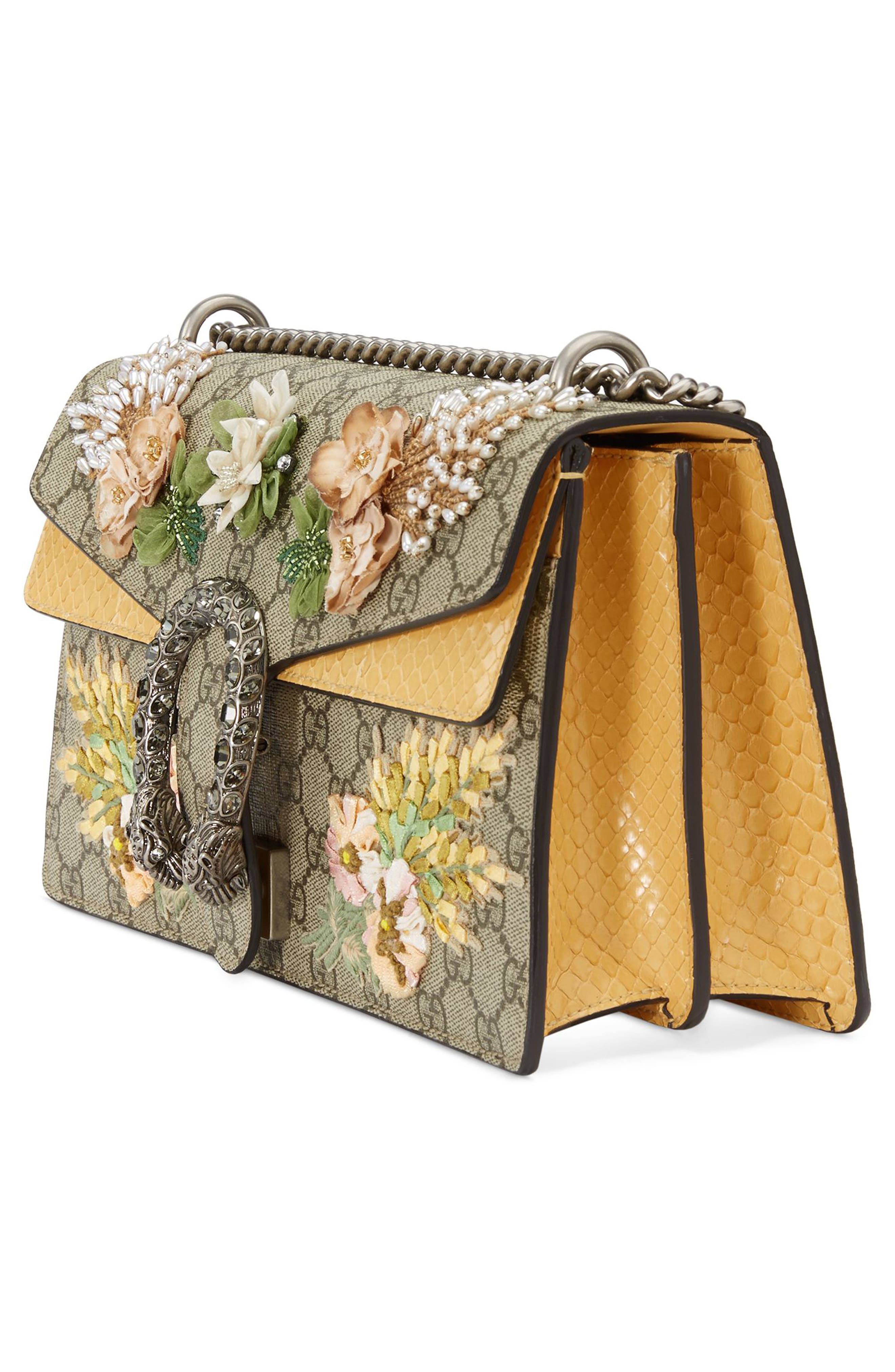 Gucci Small Dionysus Embellished GG Supreme & Genuine Python Shoulder Bag, Alternate, color, 