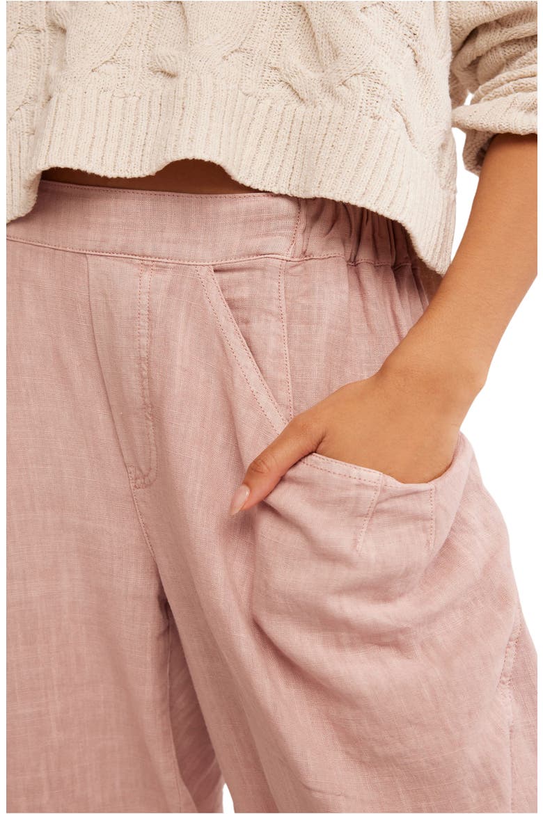 High Road Pull-On Linen Blend Barrel Pants, Alternate, color, BLUSH TINT