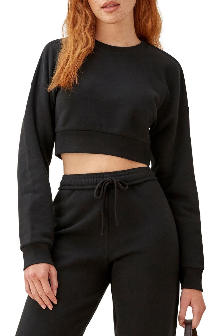 Hunter Crop Sweatshirt, Main, color, BLACK