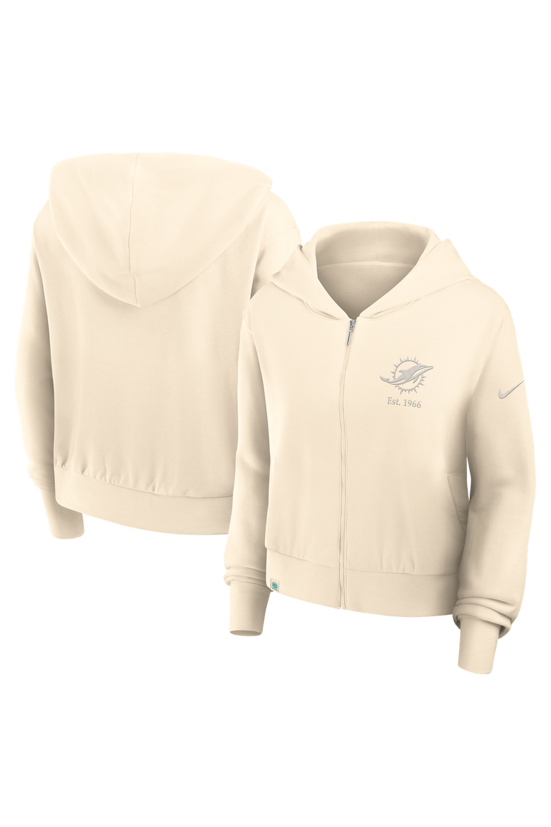 Women's Nike Natural Miami Dolphins Established Date Full-Zip Hoodie, Main, color, Natural