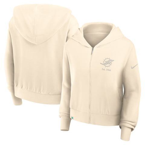 Women's Nike Natural Miami Dolphins Established Date Full-Zip Hoodie