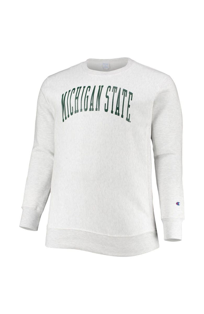 Champion Men's Champion Ash Michigan State Spartans Big & Tall Reverse Weave Fleece Crewneck Pullover Sweatshirt, Alternate, color, Ash