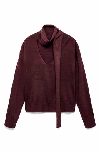 MANGO V-Neck Sweater with Scarf