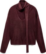 MANGO V-Neck Sweater with Scarf