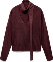 MANGO V-Neck Sweater with Scarf