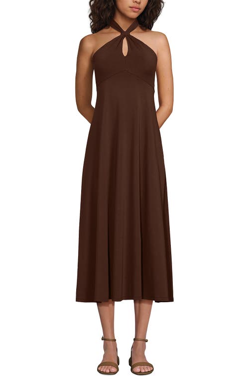 Lands' End Cotton Modal Halter Midi Dress In Brown
