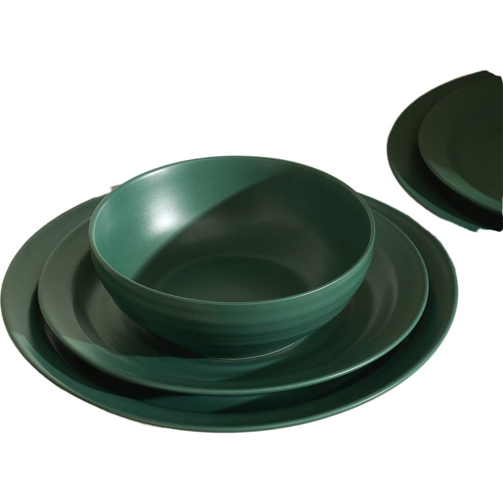 Stone Lain Orbit Stoneware 12-piece Dinnerware Set With Cereal Bowls In Green