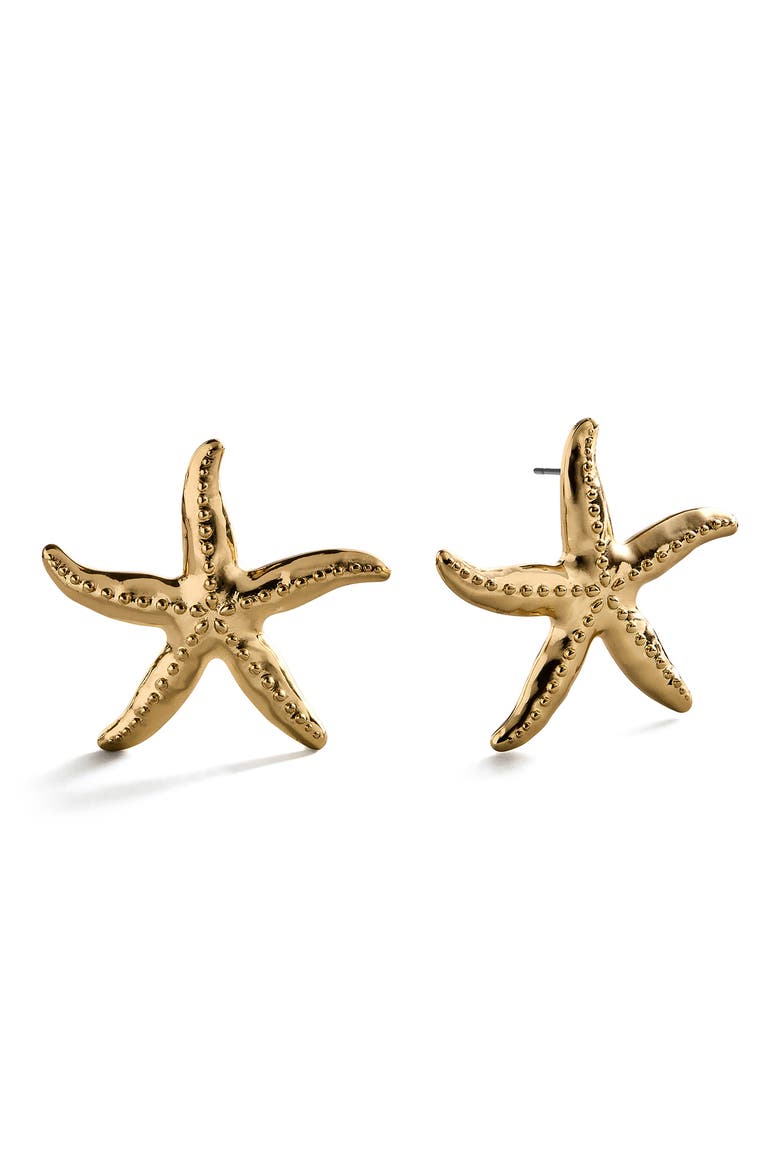 Swept Up Starfish Earrings, Alternate, color, GOLD