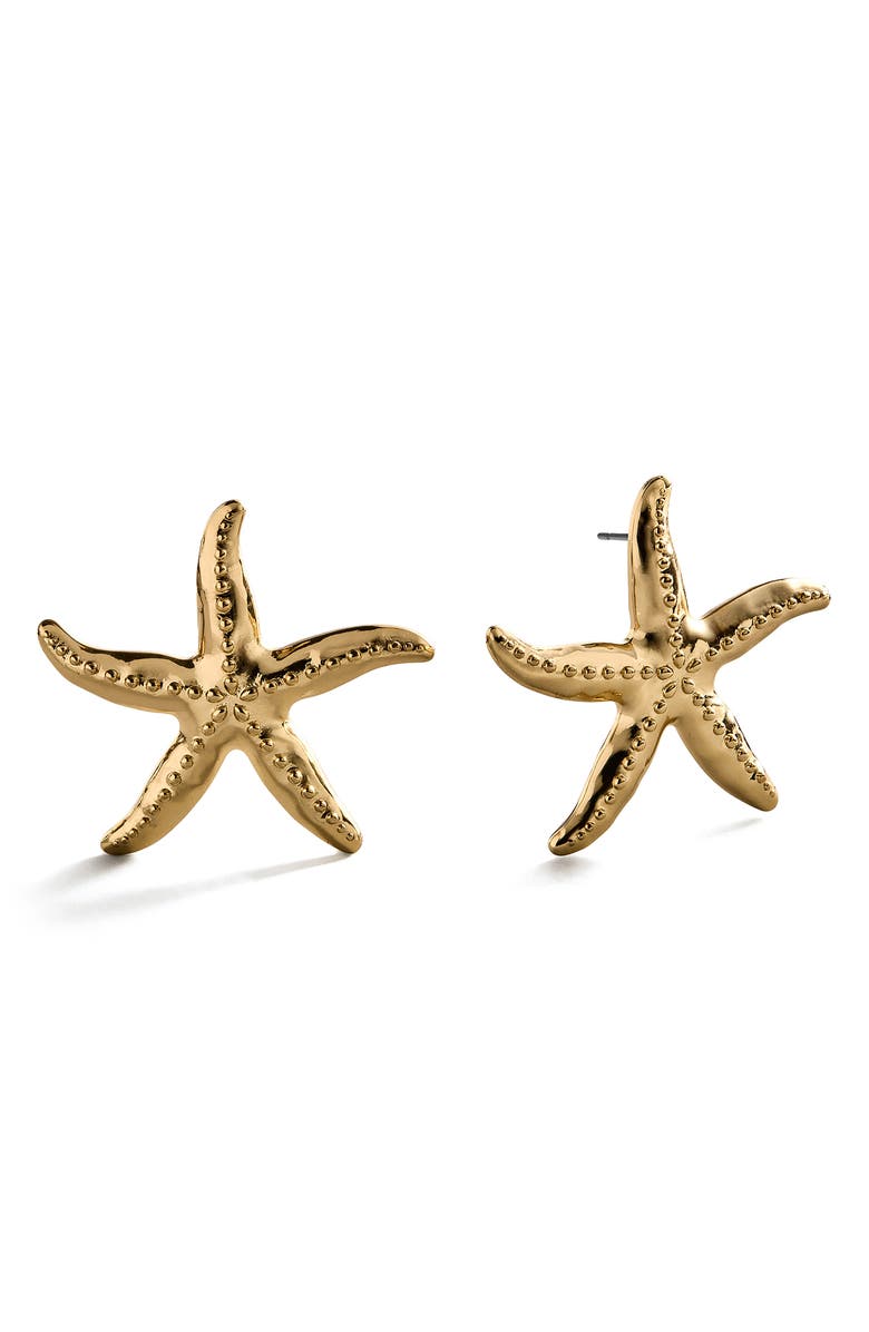 BaubleBar Swept Up Starfish Earrings, Alternate, color, Gold