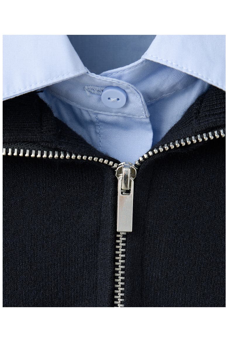 Layered Knit Sweater with Shirt, Alternate, color, DARK NAVY