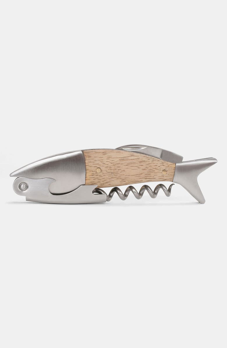 Kikkerland Design 'Fish' Corkscrew, Main, color, Silver