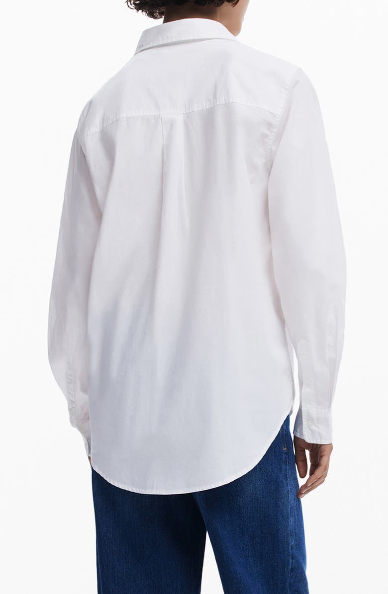 Desigual Minnie Mouse Patchwork Button-Up Shirt, Alternate, color, White