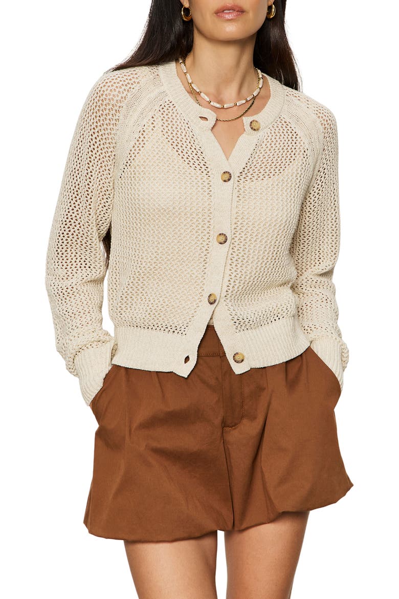 Metallic Open Stitch Cardigan, Main, color, COLLAGEN WHITE