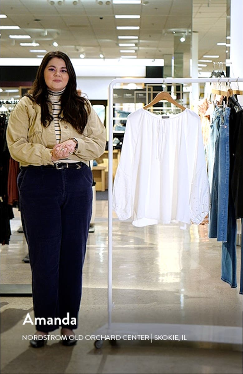 Eyelet Accent Split Neck Top, sales video thumbnail