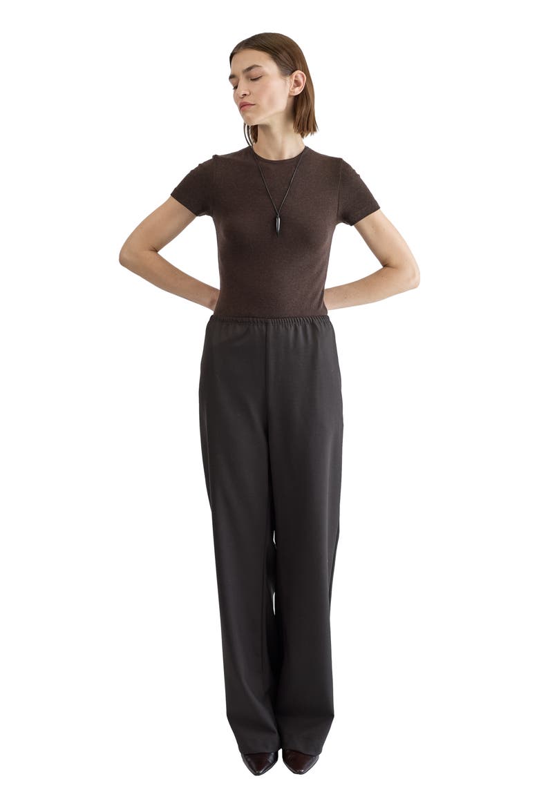 Short Sleeve Knit Top, Main, color, Dark Brown